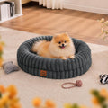 ChiXnuggle Orthopedic Dog Bed for Medium Dogs, Waterproof Faux Rabbit Fur Dog Couch with Egg Crate Foam Support and Washable Removable Cover, Bolster Pet Sofa with Non-Slip Bottom, 30x24x7, Dark Grey