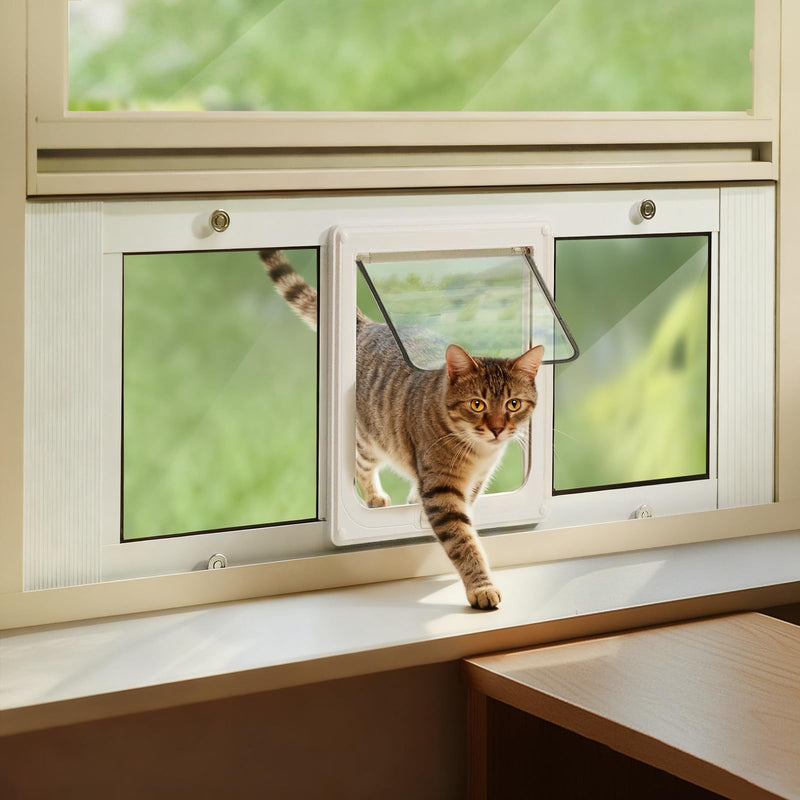 LIBBEPET Cat Door for Window, Aluminum Window Cat Door Insert Fit Windows Width 27