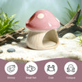Betta Fish Tank Accessories, 4.33" Ceramic Mushroom Aquarium Decor, Pink