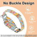 Reflective Martingale Collar for Dogs Nylon Training Collar with No Buckle Cute Floral No Pull Dog Collar for Medium Dog