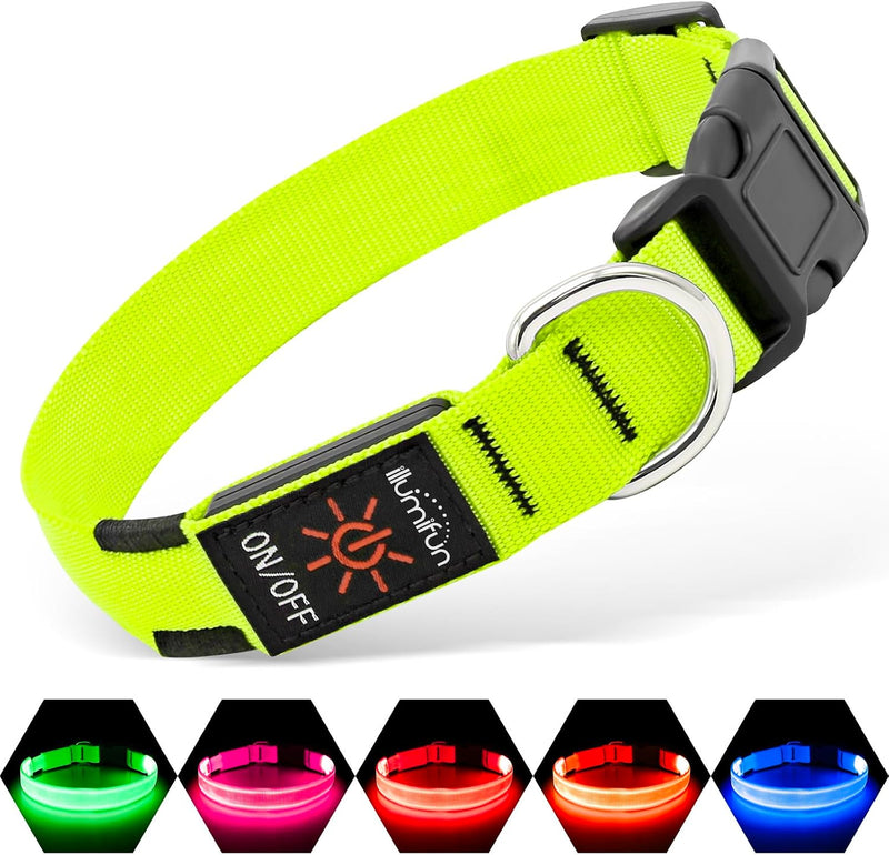 Illumifun LED Dog Collar, USB-C Rechargeable Light Up Collar Glow in Dark, Adjustable Pet Safety Lights for Night Walkin