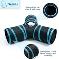 3 Way Cat Tunnel Collapsible Fun Pet Play Tube Toys for Cats, Kittens, Puppies & Rabbits - Portable Tunnel with Hanging 