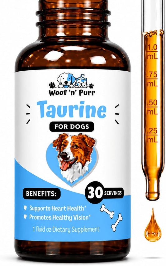 Taurine for Dogs - Taurine Supplement for Dogs - Supports Healthy Vision, Heart, Immune System, & Much More - Dog Heart Supplements - Dog Heart Health - 1 fl oz - Bacon Flavor