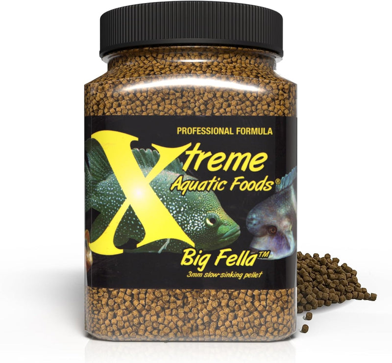 Xtreme Big Fella 3mm Pellets - Large Cichlid & Community Fish Food (20oz)