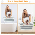 BWOGUE 2 in 1 Portable Dog Bath Tub Elevated Collapsible Dog Bathtub Washing Station with Drainage Hole for Bathing, Shower and Grooming, Pet Tub for Puppy Small Medium Dogs Indoor and Outdoor