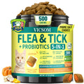 Flea and Tick Prevention for Cats, 500 Crunchy & Krill Chews with Probiotics for Cats, Cat Flea Chews with Gut & Digestive Support, Skin & Coat Support for All Breeds & Ages, Chicken Flavor