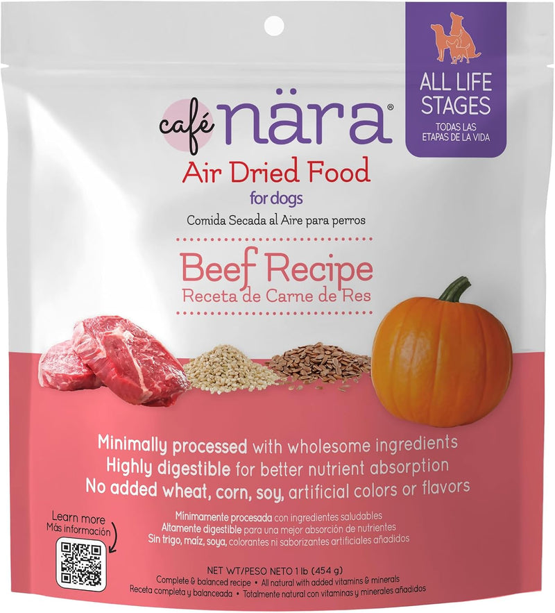 Café Nara Air Dried Dog Food, Beef Recipe, 1 lb Bag