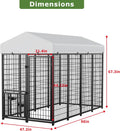 ROOMTEC Heavy Duty Outdoor Dog Kennel with Rotating Bowls, 8 x 4 x 5.6-ft