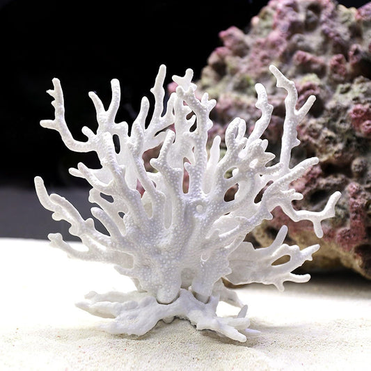 Besimple Artificial Aquarium Coral Ornament Plastic Fish Tank Plants Decoration for Aquarium Landscape (White)