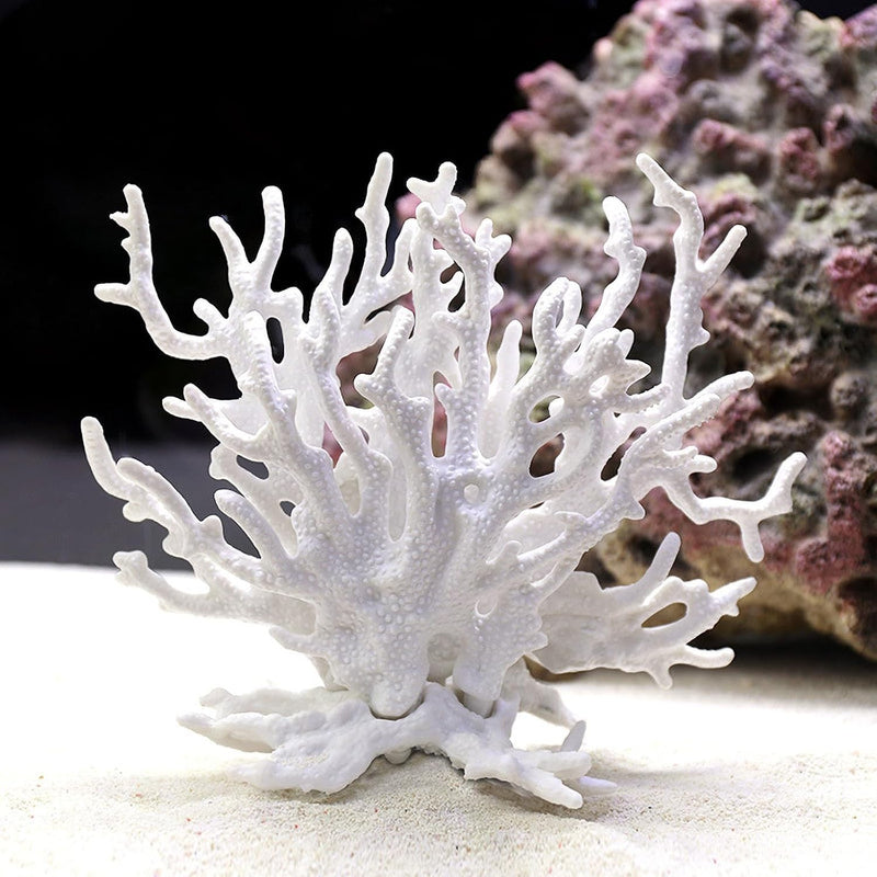 Besimple Artificial Aquarium Coral Ornament Plastic Fish Tank Plants Decoration for Aquarium Landscape (White)