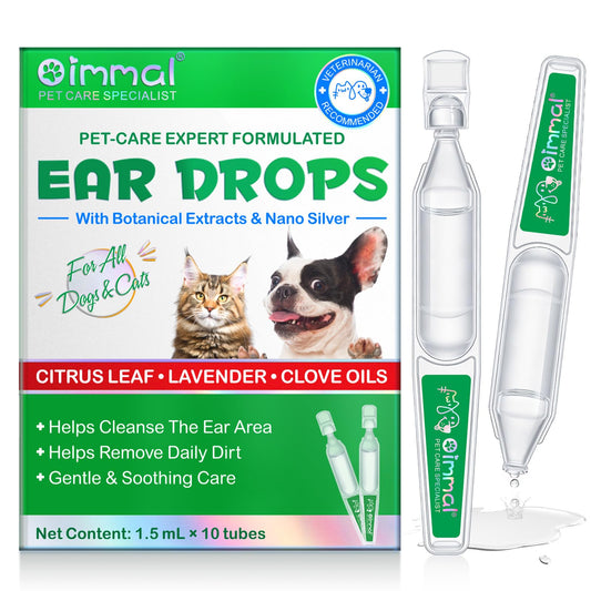 IMKCICSZ Ear Cleaner for Dogs & Cats – Gentle Plant-Based Formula with Soothing Relief, 10 Single-Use Tubes (1.5 mL Each) | Daily Ear Cleaning Solution for Pets
