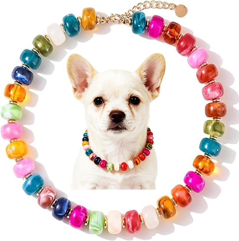 Chunky Beaded Necklace for Dog Cat Colorful Resin Bead Necklaces