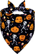 Halloween Dog Bandana for Medium Dogs, Reversible Black Scarf