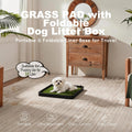 HQ4US 4LEGS Dog Grass Pad with Dog Litter Box, Foldable Small Liner Base