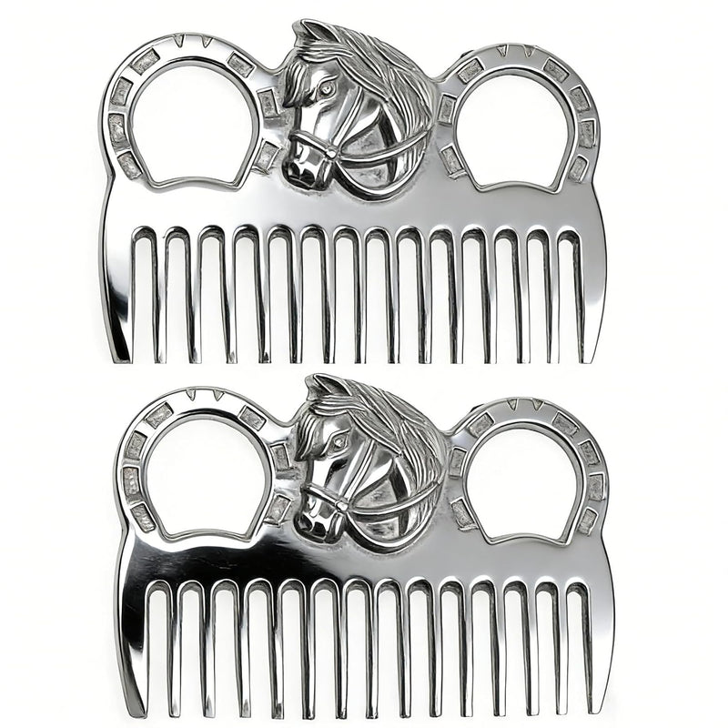 2PCS Horse Comb, Horse Mane and Tail Comb，Portable Aluminum Alloy Horse Comb