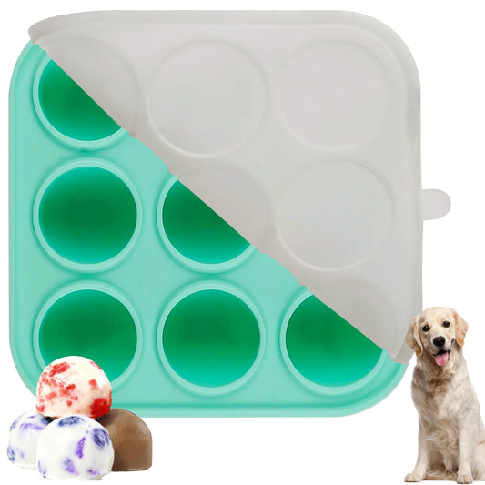 9 Cavities Silicone Dog Treat Mold with Lid for Woof Pupsicle & Power Chewer Pupsicle,Frozen Dog Silicone Molds for Making Refill Popsicle Treats 10-25 lbs & Up (Small with Lid)