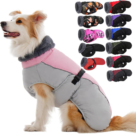 IECOii Extra Warm Dog Jackets for Large Dogs, Insulated Thermal Fleece Vest for Winter, Waterproof Reflective XL Dog Coa