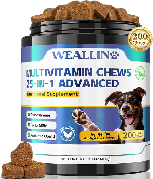 Dog Vitamins and Supplements with Glucosamine Probiotics 200ct Chicken