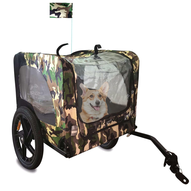 Bike Trailer for Dogs, Foldable Bike Dog Trailer with 16 Inch Wheels and Leash for Outdoor Travel