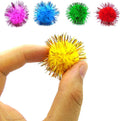 80 Pieces Cat Toys 1.2 Inch Cat Pom Pom Balls Cat Sparkle Balls Puff Balls