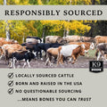 K9 Connoisseur Beef Marrow Large Dog Bones Long Lasting for Aggressive Chewers - USA Made Single Ingredient Champ Bones for Large Dogs Over 50 Pounds - 3 Pack