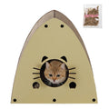 THE LICKER STORE CSR1006A Koko 19" Modern Cardboard Triangle Cat Cave Scratcher with Catnip, Almond