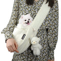 NATUYA Small Dog Carrier Sling Cat Sling-Dog Slings for Carrying Small Dogs-Adjustable Strap Hand Free Pet Puppy for Outdoor Traveling Subway (White, Canvas-Adjustable Strap)
