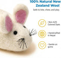 Glaciart One Felt Mouse Cat Toy – Soft Fuzzy Enrichment 100% Natural Wool - Interactive Catnip Play Cat Toy Set - Safe for Pets, Non-AZO Colored Dyes - 100” Long
