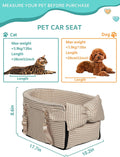 Prpeko Dog Car Seat for Small Dogs,Center Console Seat for Puppy,Anti-Collapse Pet Car Seat with Soft Cushion Safety Bel