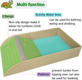 NGORAY Tortoise Feeding Dish with Ramp and Basking-Platform - Leaf Tortoise Water Food Bowls, Reptile Water Dish Amphibi