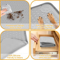 Dog Food Mat 50" x 35" Large Silicone Mat with Raised Edge Gray