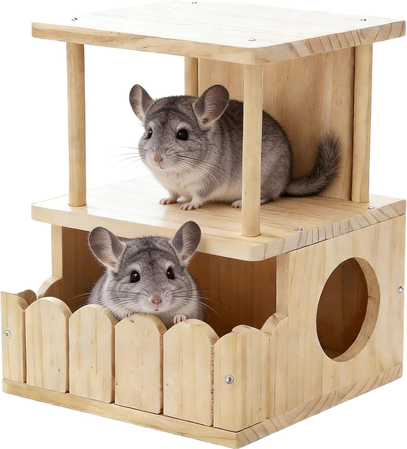 Chinchilla Hideout House Solid Wooden Chinchilla Cage Accessories
