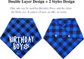 Plaid Dog Bandana with Button, Dual Layer Soft Cotton Triangle Dog Scarf Kerchief Washable Girl Boy Dog Bandanas Adjustable Accessories for Small Medium Large Extra Large Dog Puppy Pet