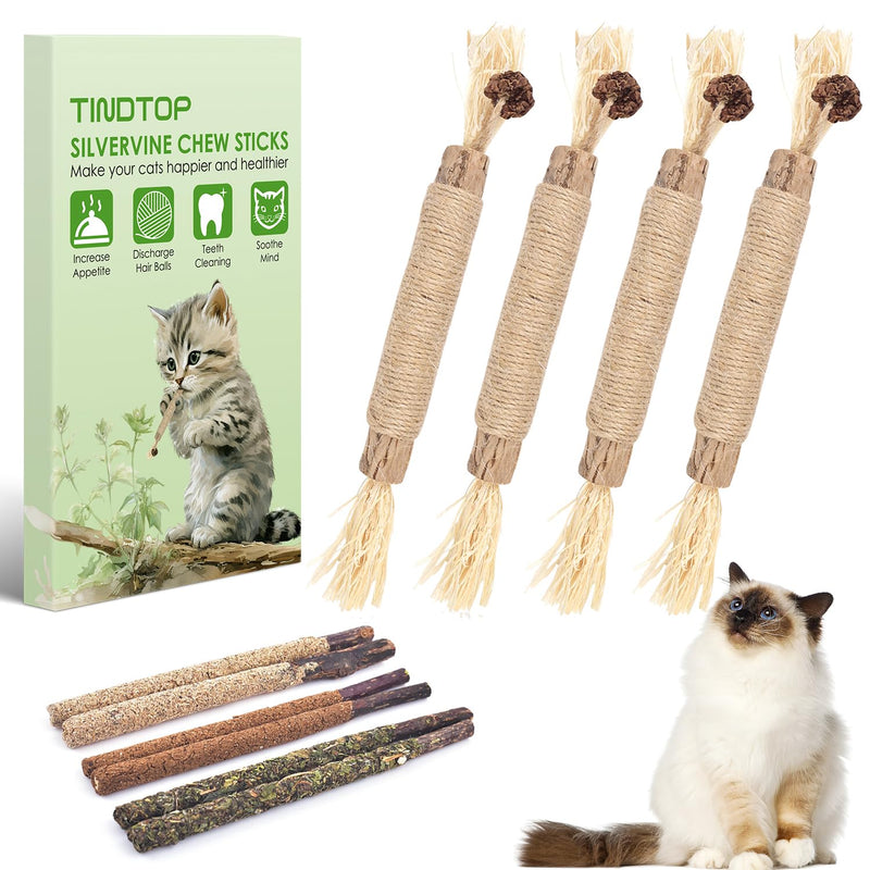 Silvervine Chew Sticks for Cats, 10 Pack Natural Catnip Chew Toys for Kittens Teeth Cleaning, Matatabi Dental Care, Increase Appetite, Calm Cat Anxiety and Stress, Aggressive Chewers Cat Dental Toy