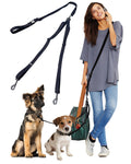 Double Dog Leash - Two Dog Leash No Tangle Design, 3-in-1 Adjustable Waist Belt for Two Dogs, Detachable Dual Leashes or Single Belt, Suitable for Dogs for Training, Running and Walking.