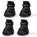 SCENEREAL Dog Shoes for Hot Pavement, Non-Slip Breathable Perforated Boots for Small Medium Large Dogs, EVA Pet Paw Protectors with Adjustable Straps for Summer, Easy Cleaning, Black Size 9