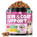 Omega 3 for Cats - 500 Skin & Coat Health Crunchy & Creamy Chews with Omega 3, Biotin & Vitamin E for Healthy Skin, Shiny Fur, Cat Supplements & Vitamins -Chicken Flavor