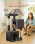 XL Cat Tree 44" Cat Tower for Large Cats 20 lbs, 2 Spacious Caves