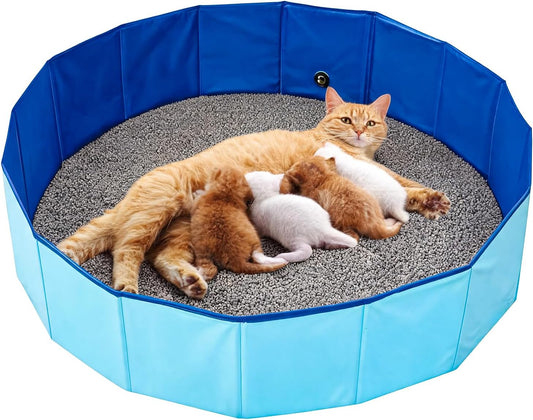 OIEKUN 32" Large Cat Birthing Box - Safe & Stress-Free Whelping Box for Queen Cats - Foldable Pet Birth Pool for Indoors/Outdoors, Water-Resistant & Easy to Clean, Essential Kitten Delivery Supplies