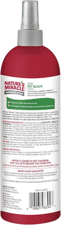 Nature's Miracle Dog Pet Block Repellent Spray, for Indoor Training, 16 oz