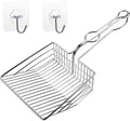 Qualiall All Metal Litter Scoop, Solid Metal Sifter, Cat Litter Scoop Metal Jumbo, Cat Urine Scoop, Litter Scooper with Holder, Litter Scooper Holder, Jumbo Cat Litter Scoop Sifter Scooper Holder
