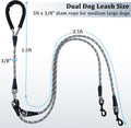 WYuZe 5FT Double Dog Leash No Tangle, Rope Dual Leash for Walking 2 Dogs, Reflective Two Way Split Lead with Soft Handle for Medium Large Dogs, Black