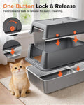 GTPLAYER XXL Stainless Steel Cat Litter Box with Lid, High Sided Enclosed Cat Litter Box, Activated Carbon Odor Control,