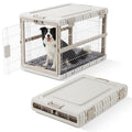 ZOMISIA Collapsible Dog Crate with Bed Mat, 36'' Foldable Dog Kennel for Large Dogs, Tool-Free Portable Cage with 2 Rolling Wheels & Handles, Pet Carrier for Indoor Outdoor