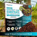 Premium Coconut Chip Substrate for Reptiles – 10 LB Block in Carton Box, Expands to 72 Quarts – Natural & Dust-Free Coco