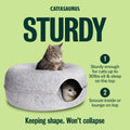 Peekaboo Cat Cave Donut for Multiple & Large Cats up to 30-45 lbs, 3-in-1 Self Warming Cat Bed, Tunnel & Scratcher for I