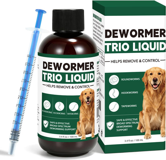 AETHER Dog Dewormer Liquid for Puppies & Adult Dogs, Broad Spectrum Oral Wormer, Helps Remove Roundworms Hookworms & Tap