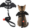 Cat Harness and Leash, Cat Halloween Costumes with Bat Wings & Pumpkin Bell