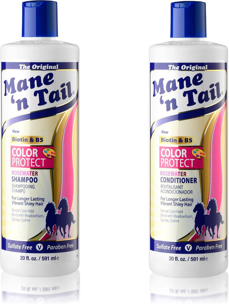 Mane 'n Tail Color Protect Shampoo & Conditioner (20 Oz Each) – Sulfate & Paraben Free, Vegan, with Cystine, Quinoa & Me