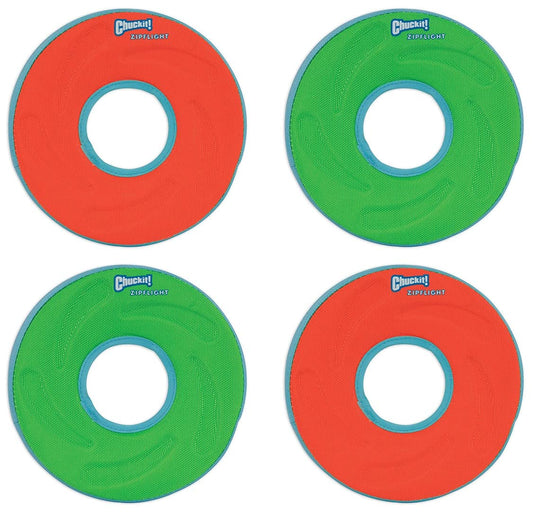 Chuckit Zipflight Amphibious Flying Ring - Assorted Small – 6 in. Diameter (4 Pack)
